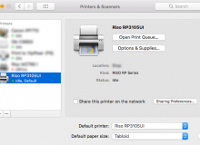 Mac OS X Printers & Scanners Panel Showing a Riso RP Printer