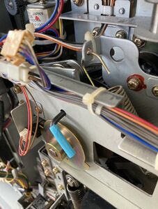 An allen wrench in the 12:00 hole of the main pulley, to lock things for a coarse adjustment (this must be removed after alignment).